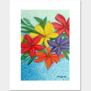 Colourful Liliums Posters and Art